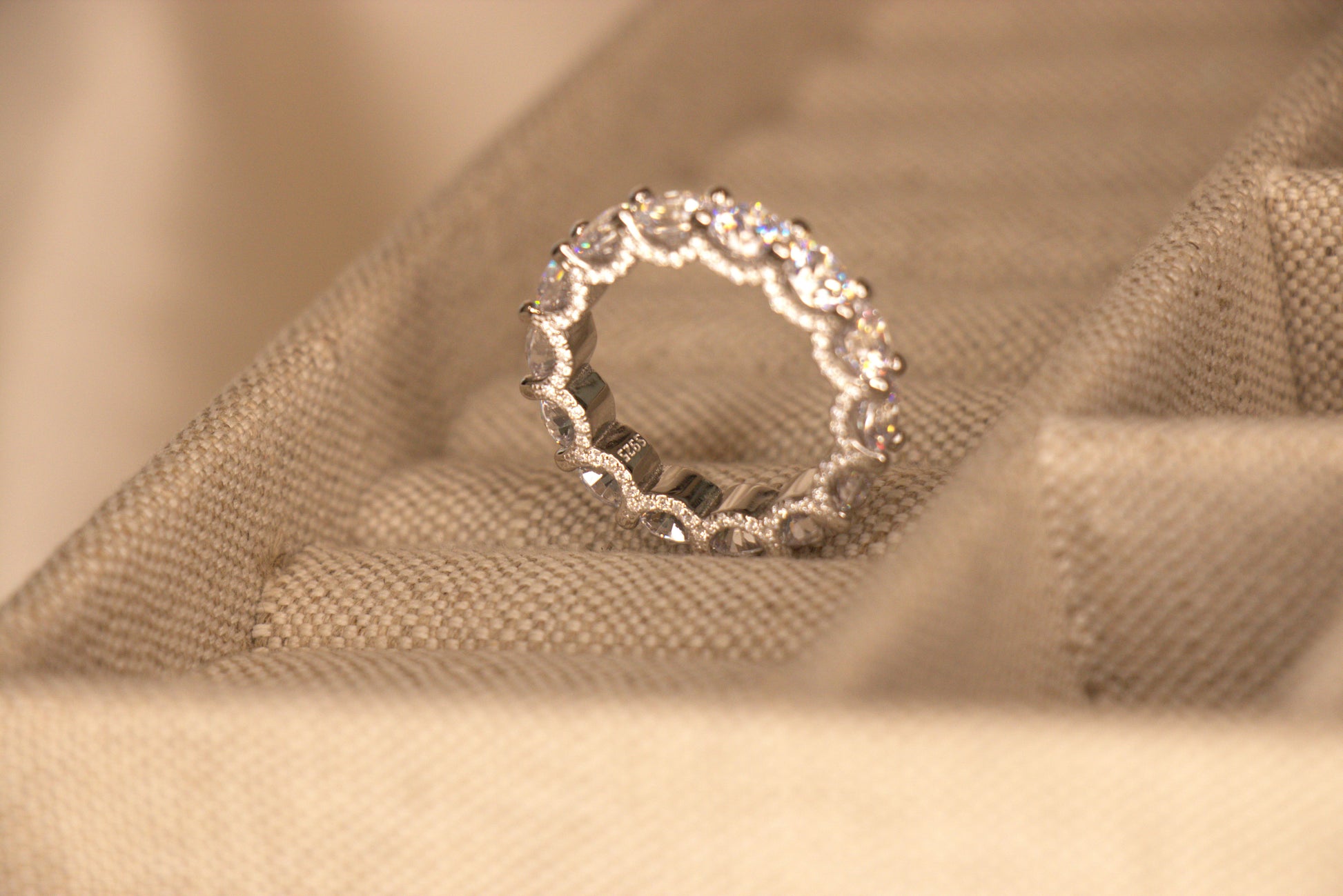 Round brilliant cut full diamond eternity ring for women