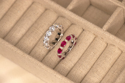 A full diamond eternity ring for women is a stunning piece of jewelry that features a continuous band of diamonds set all the way around the ring. It symbolizes everlasting love and commitment, making it a popular choice for engagement rings, anniversary bands, or special occasion gifts.