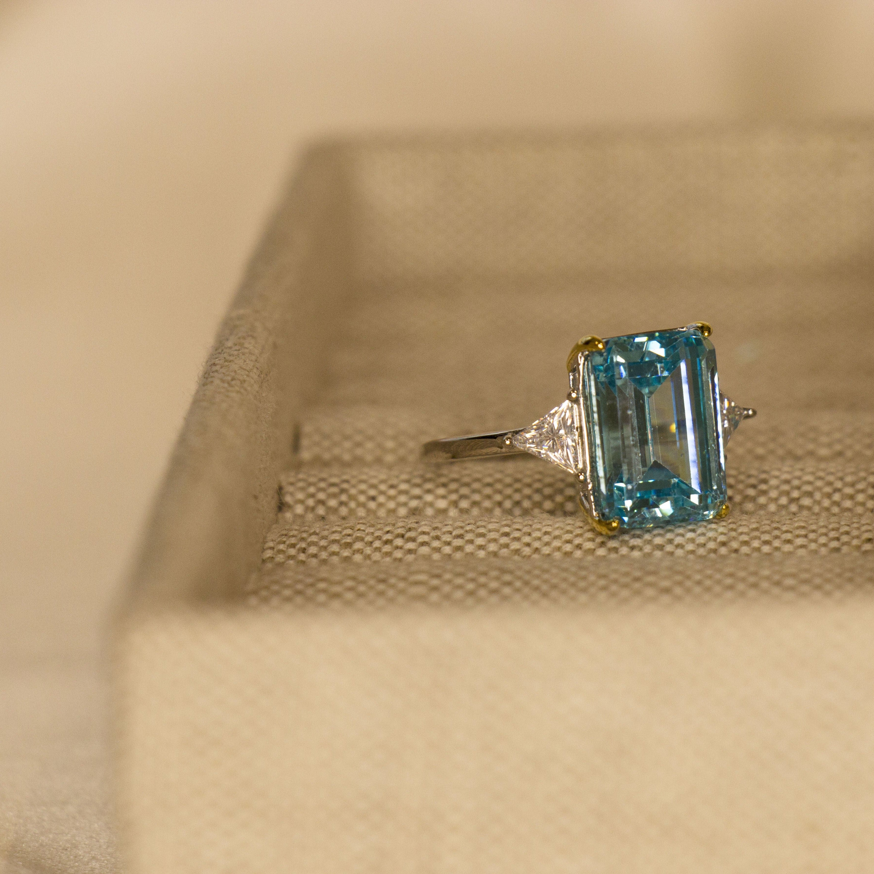 Antique 2.91ct Aquamarine and 1.68ct Diamond, 15ct Yellow Gold Dress - Ruby  Lane