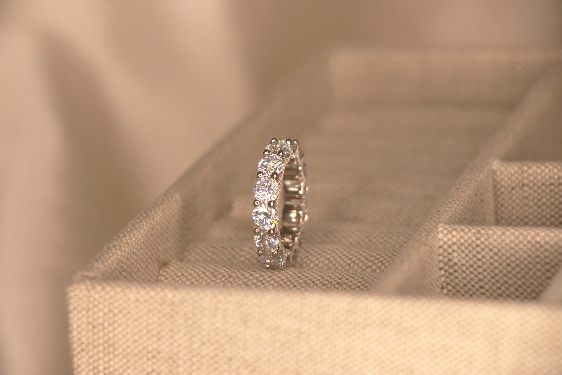 Pave-set full diamond eternity ring for women