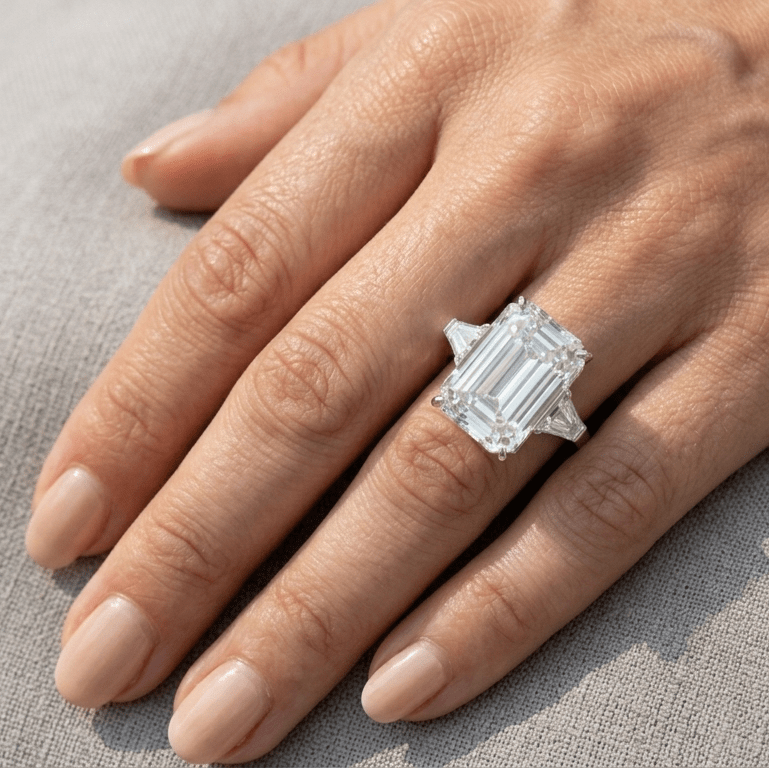 Kim Kardashian, Emerald Cut Engagement Ring, 10 Carats - MargalitRings