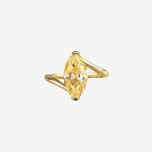 Marquise Cut Engagement Ring, 3 Carats, Yellow Gold - MargalitRings