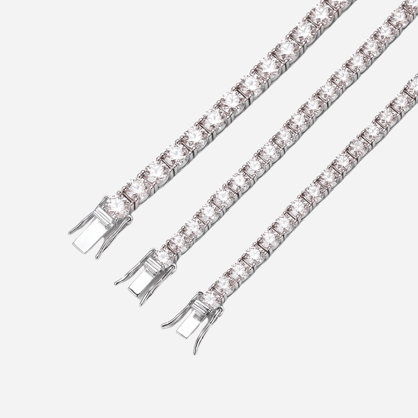 Moissanite Round, Tennis Bracelet, Sterling Silver - MargalitRings