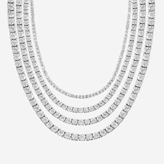 Moissanite Tennis Necklace, Sterling Silver - MargalitRings