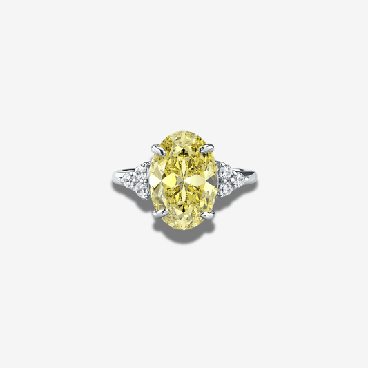 Oval Cut, 4 Carat, White Brilliant, Cocktail Ring - MargalitRings