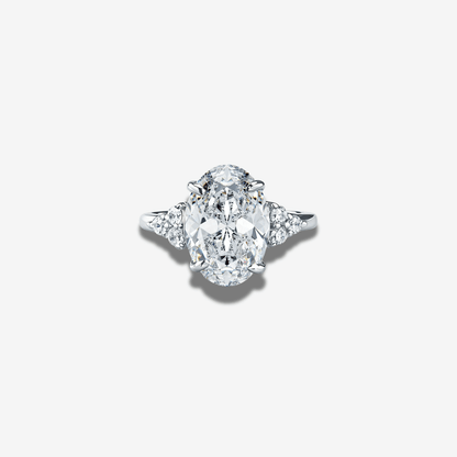 Oval Cut, 4 Carat, White Brilliant, Cocktail Ring - MargalitRings