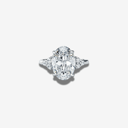 Oval Cut, 4 Carat, White Brilliant, Cocktail Ring - MargalitRings