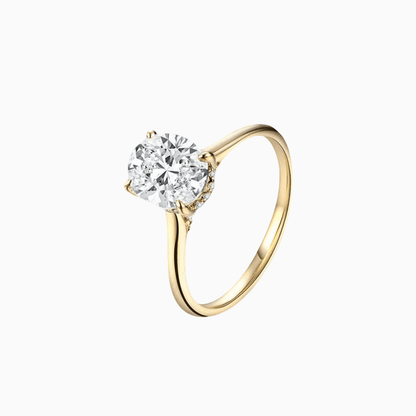 Oval Cut Engagement Ring, 2 Carats, 14k Yellow Gold - MargalitRings