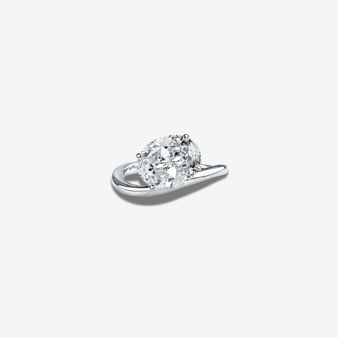 Oval Cut Engagement Ring, 2.5 Carats, Sterling Silver - MargalitRings