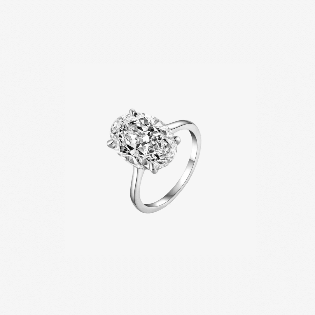 Oval Cut Engagement Ring, 6 Carats, Sterling Silver - MargalitRings