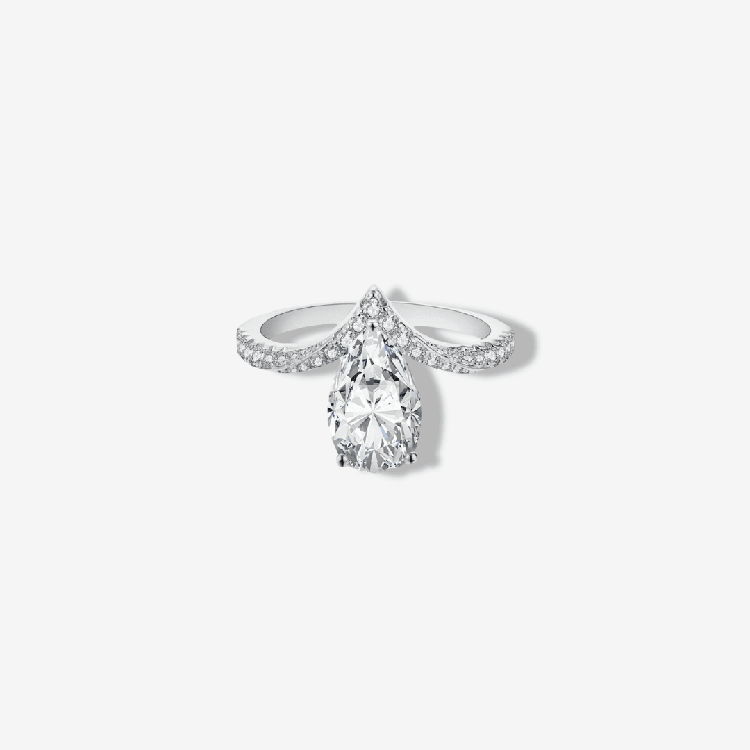 Pear Shape Engagement Ring, 3 Carats, Sterling Silver - MargalitRings