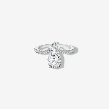 Pear Shape Engagement Ring, 3 Carats, Sterling Silver - MargalitRings