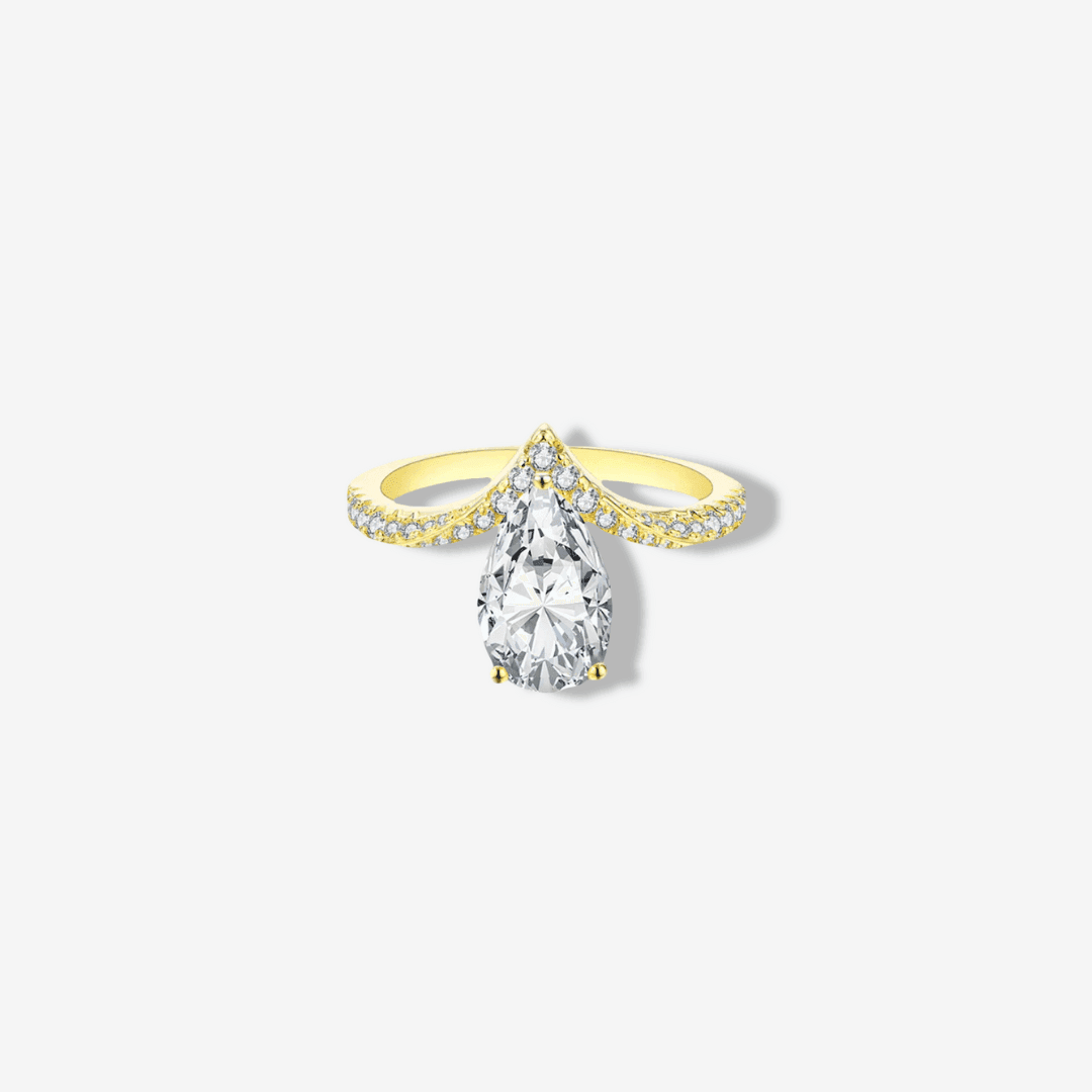 Pear Shape Engagement Ring, 3 Carats, Sterling Silver - MargalitRings