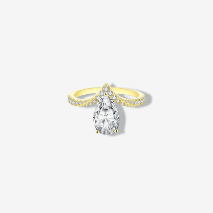 Pear Shape Engagement Ring, 3 Carats, Sterling Silver - MargalitRings