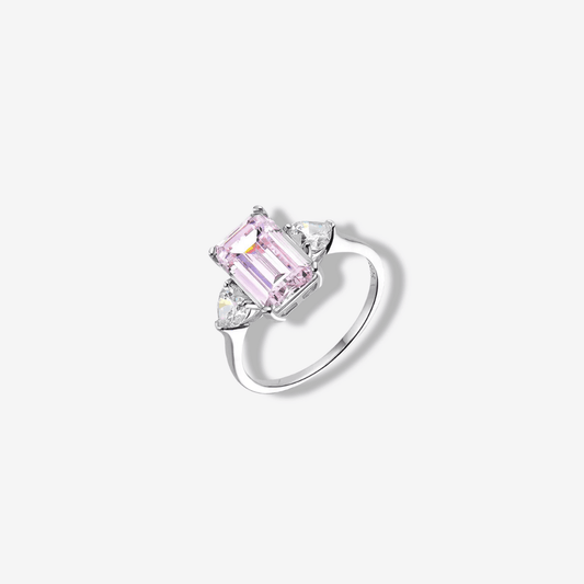 Pink Emerald Cut, 3 Carat Engagement Ring - MargalitRings