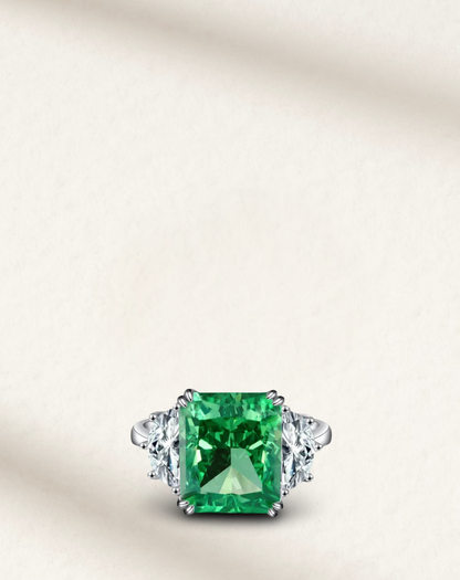 Radiant Cut Engagement Ring, 9 Carat White Brilliant Stone, Sterling Silver