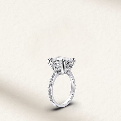 Cushion Cut Engagement Ring, 6 Carats, Sterling Silver