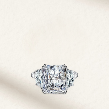 9 Carat  radiant cut cocktail ring with silver prong setting, mounted on a sterling silver band, bold statement ring
