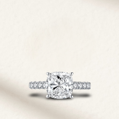 Cushion Cut Engagement Ring, 5 Carats, Halo, Silver