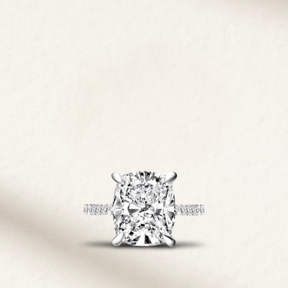 Cushion Cut Engagement Ring, 6 Carats, Sterling Silver