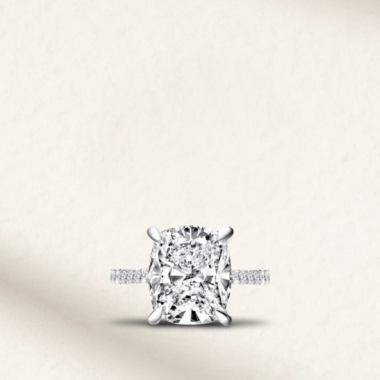 Cushion Cut Engagement Ring, 6 Carats, Sterling Silver