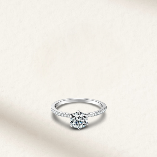 Round Cut Engagement Ring, 1 Carats, Sterling Silver