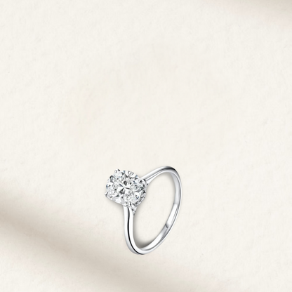 2 Carat Oval Cut Engagement Ring with Hidden Halo in Sterling Silver
