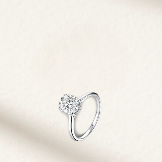 2 Carat Oval Cut Engagement Ring with Hidden Halo in Sterling Silver
