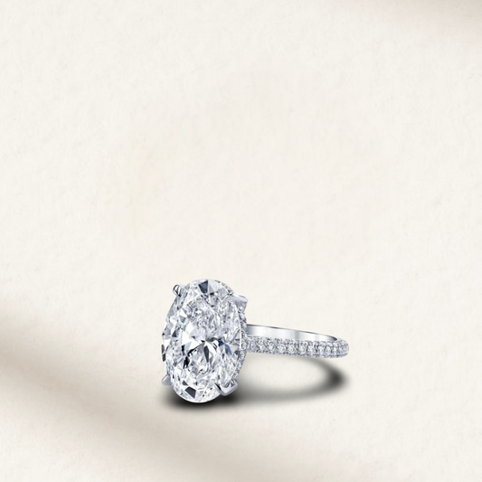 5 carat oval-cut diamond simulant engagement ring in sterling silver/rose gold, inspired by Lady Gaga’s Engagement Ring