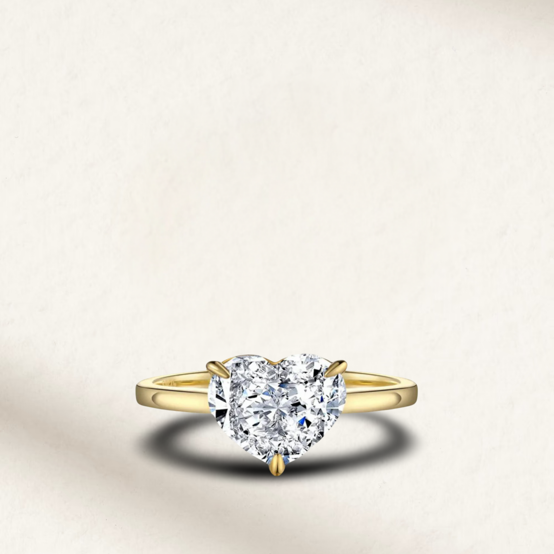 2.5 Carat, Heart Shape Engagement ring on a yellow gold band
