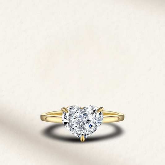 2.5 Carat, Heart Shape Engagement ring on a yellow gold band
