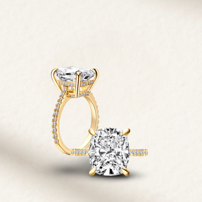 Cushion Cut Engagement Ring, 6 Carats, Sterling Silver