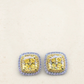 Cushion Cut, Fancy Yellow, Sterling Silver, Studs