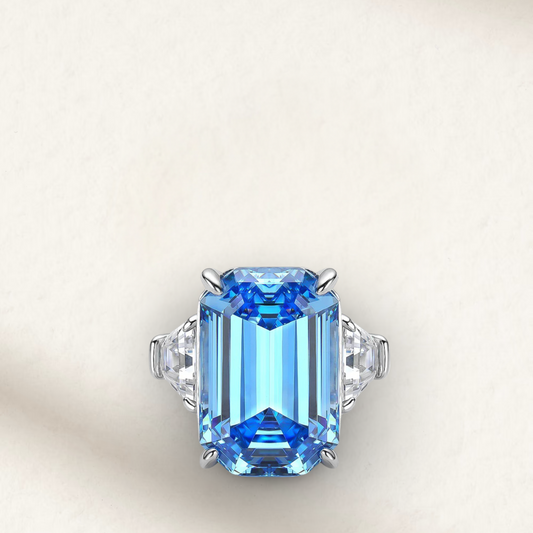 Princess Diana's Aquamarine ring, Emerald Cut, 16 Carat, Cocktail Ring