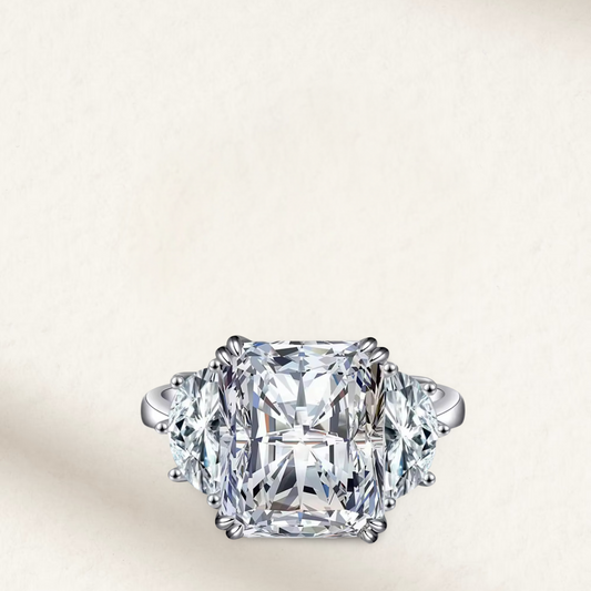 9 Carat radiant cut white brilliant engagement ring on 925 sterling silver band
