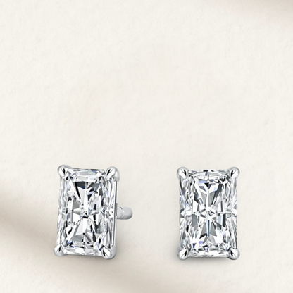 1.25 carat lab-made princess cut wedding day stud earrings set in sterling silver, elegant and modern bridal jewelry.