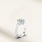 2 carat round cut lab-created engagement ring with D-F color stone set in a classic solitaire 925 sterling silver band.