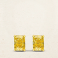 1 carat radiant cut fancy yellow stud earrings set in sterling silver, featuring vibrant color and classic elegance – perfect for adding a touch of luxury to any look.