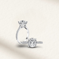 3 Carat round cut engagement ring with brilliant white lab-created gemstone, pavé sterling silver band, also available in rose gold