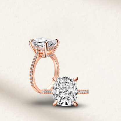 Cushion Cut Engagement Ring, 6 Carats, Sterling Silver