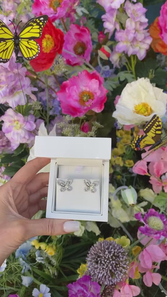 Butterfly Silhouette, Bridal Studs in Silver