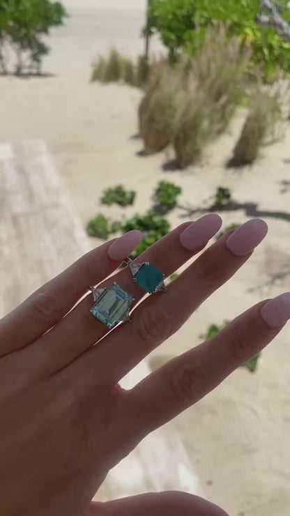 Brazilian Paraiba, 3 Carat, Tourmaline & Diamond, Gemstone Ring