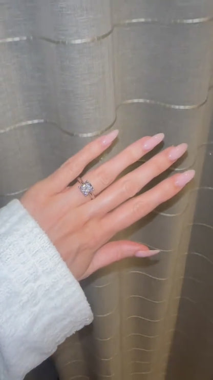Cushion Cut Engagement Ring, 3 Carats, Sterling Silver