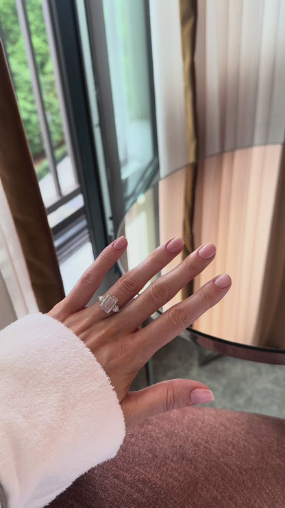 Pink Emerald Cut, 3 Carat Engagement Ring