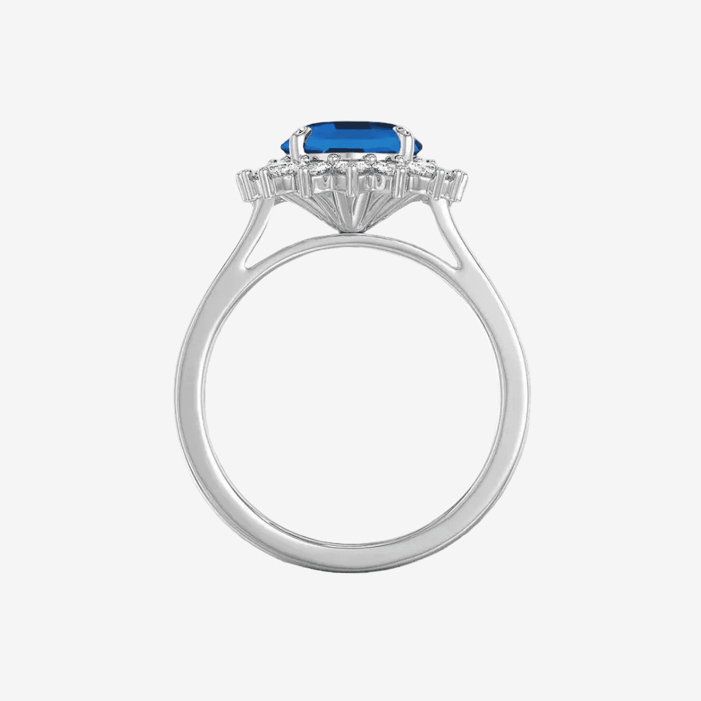 Princess Diana Engagement Ring Replica, Sapphire, 6 Carats - MargalitRings, side view
