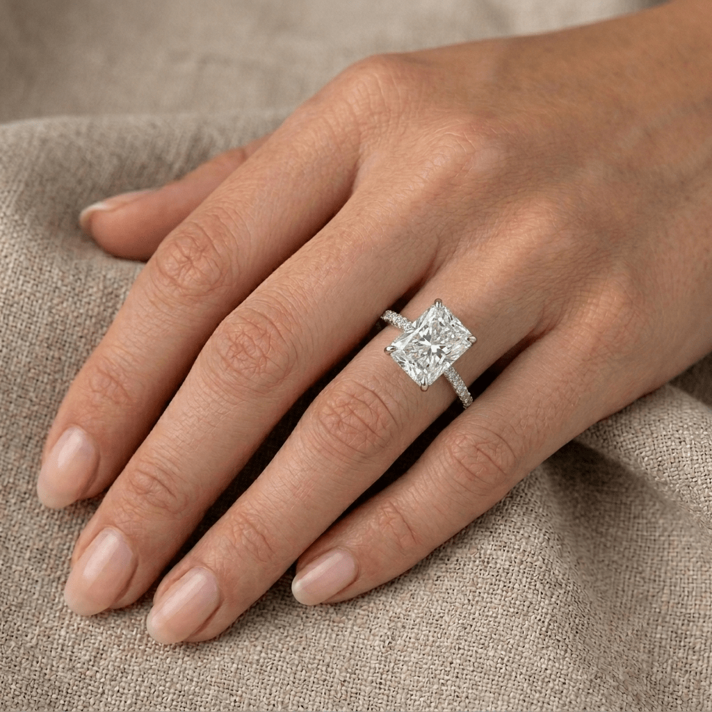 Radiant Cut Engagement Ring, 5 Carats - MargalitRings