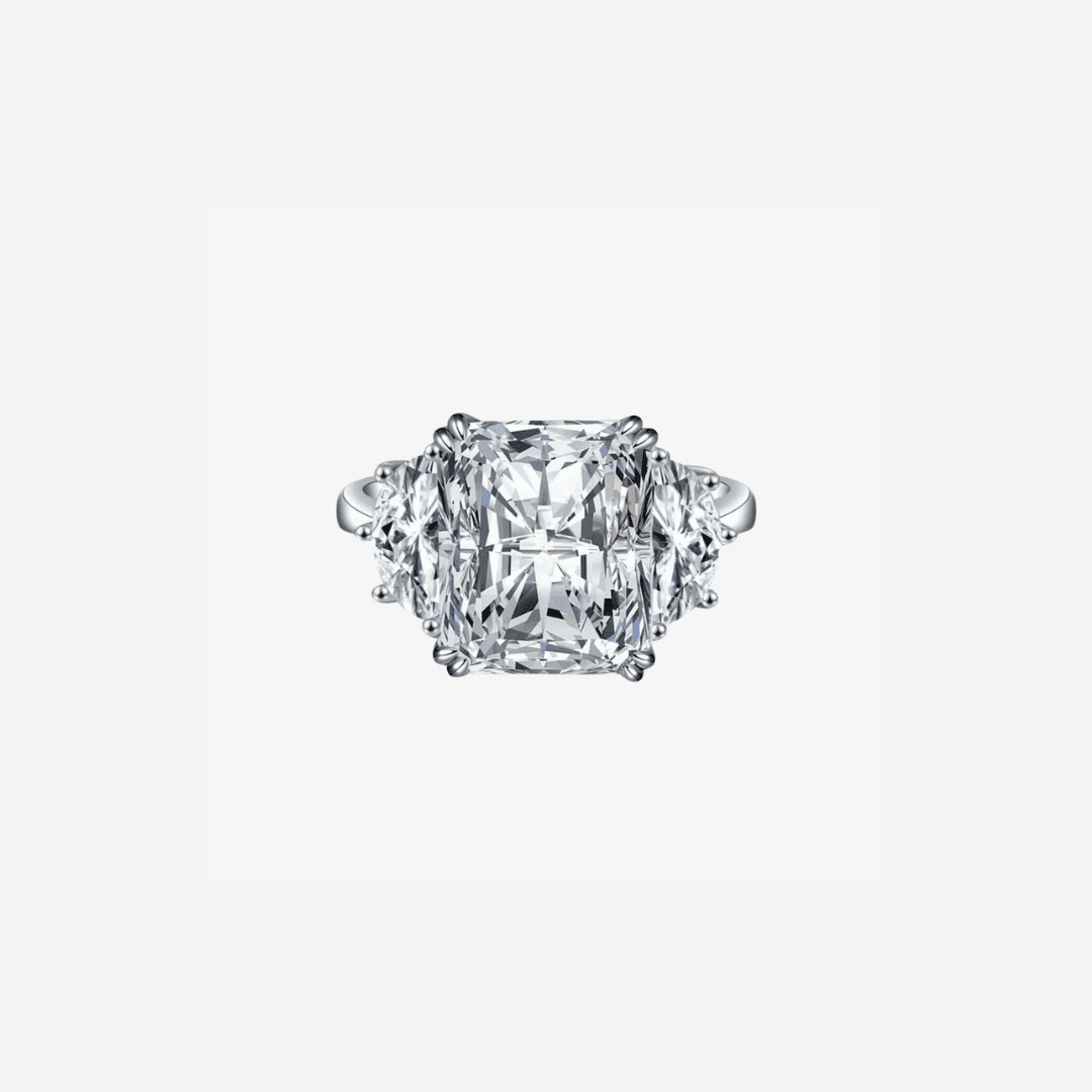 Radiant Cut Engagement Ring, 9 Carat White Brilliant Stone, Sterling Silver - MargalitRings