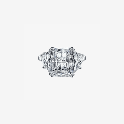 Radiant Cut Engagement Ring, 9 Carat White Brilliant Stone, Sterling Silver - MargalitRings