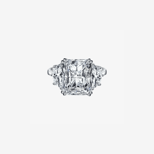 Radiant Cut Engagement Ring, 9 Carat White Brilliant Stone, Sterling Silver - MargalitRings