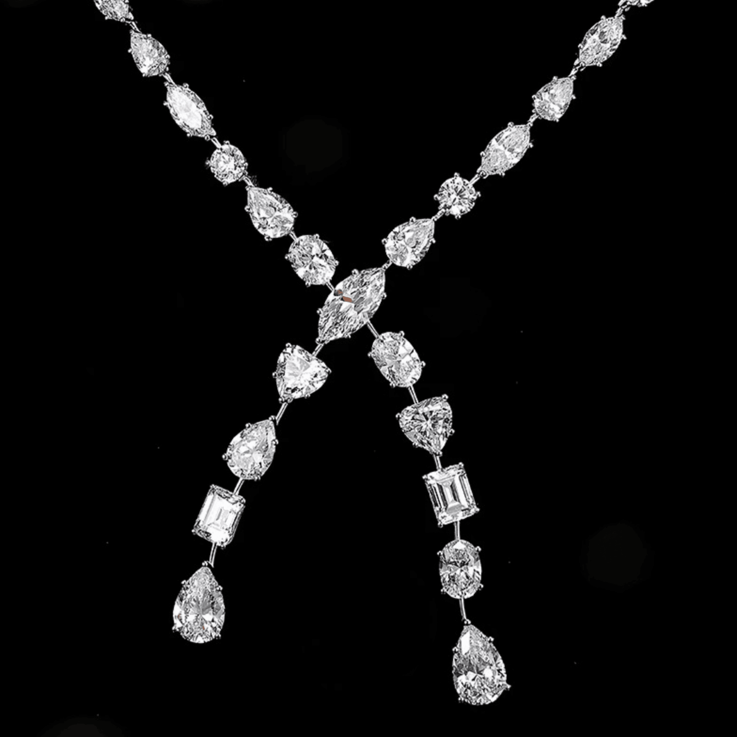 Red Carpet, Mixed Stone Lariat Necklace - MargalitRings